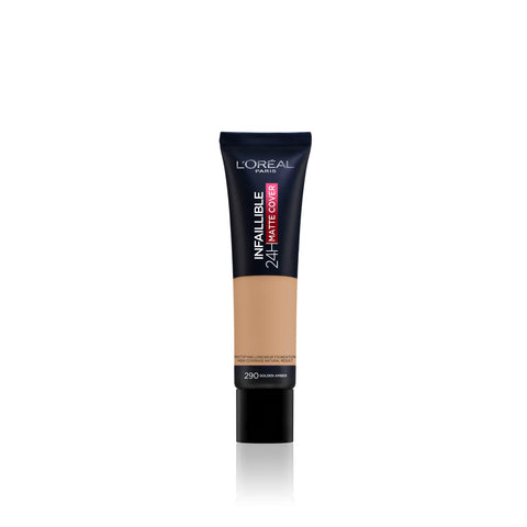 L'Oreal Paris Cover Liquid Foundation, With 4% Niacinamide, Long Lasting, Natural Finish, Available in 20 Shades, SPF 25, Infallible 32H Matte Cover, Shade 290, 30ml