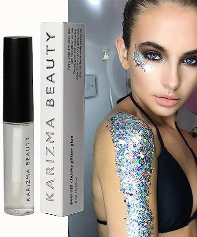 Cosmetic Glitter Glue // The Original Peel Off Formula ? KARIZMA Beauty ? Face Chunky Glitter Glue Adhesive Body Cosmetic Makeup Glitter Primer