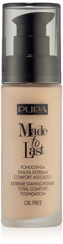 PUPA Milano Made To Last Extreme Staying Power Total Comfort Foundation - Extreme Hold Fluid Foundation - Long Lasting And Weather Resistant - Medium To High Coverage - Light Beige - 1.01 Oz