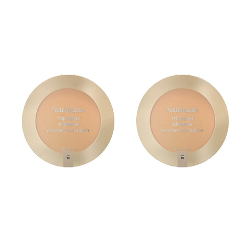 Neutrogena Mineral Sheers Compact Powder Foundation, Lightweight & Oil-Free Mineral Foundation, Fragrance-Free, Nude 40,.34 oz (Pack of 2)