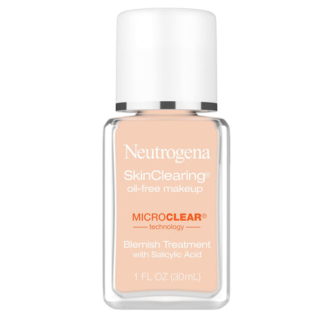 Neutrogena SkinClearing Oil-Free Acne and Blemish Fighting Liquid Foundation with Salicylic Acid Acne Medicine, Shine Controlling, for Acne Prone Skin, 80 Medium Beige, 1 fl. oz