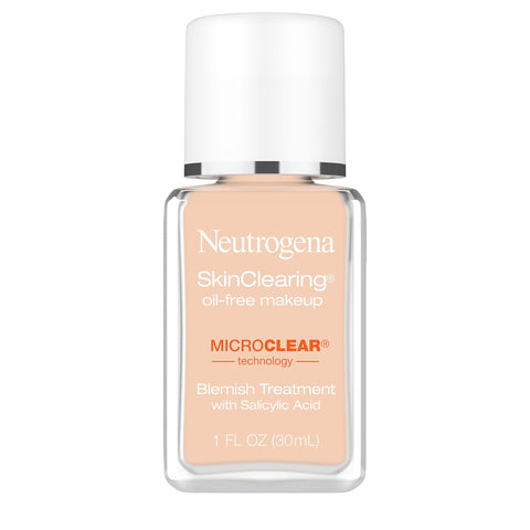 Neutrogena SkinClearing Oil-Free Acne and Blemish Fighting Liquid Foundation with.5% Salicylic Acid Acne Medicine, Shine Controlling Makeup for Acne Prone Skin, 40 Nude, 1 fl. oz