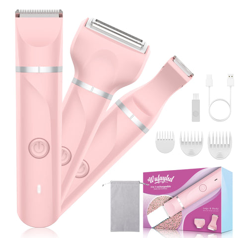 WUFAYHD Bikini Trimmer, 3 in 1 Electric Razors for Women Pubic Hair, IPX7 Waterproof Bikini Shaver for Womens Private Area, Portable Pubic Hair Trimmer Removal, Ladies Bikini Razor Body Legs Underarms