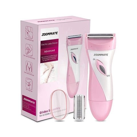 ZOOMMATE Ladies Electric Shaver, Wet/Dry Use Women’s Electric Razors for Legs Underarms, Cordless Rechargeable Bikini Trimmer Armpit hair Remover Rechargeable (Pink)