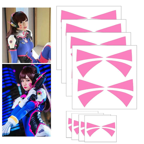 Cosplay Face Temporary Tattoos, 12 Tattoos Overwatch DVa Face Tattoo Stickers 2 Sizes