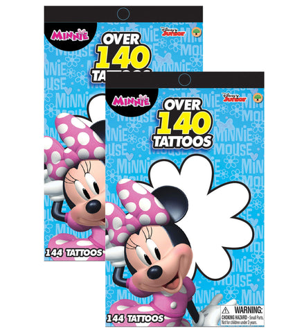 Disney Junior Minnie Mouse Bowtique Over 140 Temporary Tattoos Booklets - Easy to Apply and Remove, Smudge Proof, Cute Assorted Designs - Party Favors and Handouts (2pc Set)
