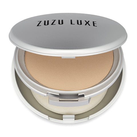 ZUZU LUXE Mineral Powder (D-10 - Pale Ivory/Cool Undertones), Dual Powder Foundation, Pressed mineral powder, medium to full coverage, natural finish. Natural, Paraben Free, Vegan, Gluten-free, Cruelty-free, Non GMO, .32 oz.