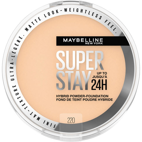 Maybelline New York Super Stay Up to 24HR Hybrid Powder-Foundation, Medium-to-Full Coverage Makeup, Matte Finish, 220, 1 Count