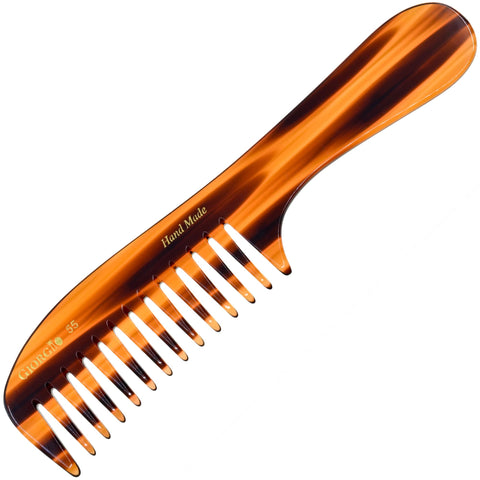 Giorgio G55 8" Hand Made Tortoise Detangling Comb - Wide Teeth. Hand-Made of quality Durable Cellulose.