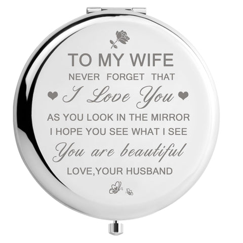 Peayale Gifts for Women Who Have Everything Personalized Compact Mirror (Love My Wife)