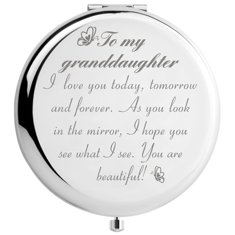 Peayale Granddaughter Gifts for Birthday Graduation Christmas Travel Mirror (Beautiful Granddaughter)