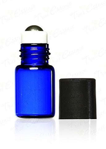 WOIWO 12PCS Cobalt Blue Glass Micro Mini Roll-on Glass Bottles With Stainless Steel Roller Balls And Black Cap For Essential Oil Perfumes Lip Balms 3ML
