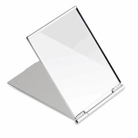 G2PLUS Portable Folding Vanity Mirror Single Side Travel Shower Shaving Mirror, 4.9' x 3.7' x 0.2' (Silver White)