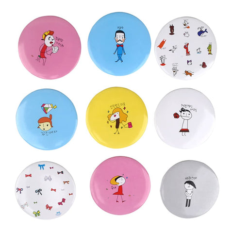 WOIWO 10PCS Cartoon Mini Portable Small Mirror Beauty Mirror Round Portable Cute Makeup Mirror Tinplate Hd Mirrorï¼ˆRandom Patternï¼‰ ÂÂ