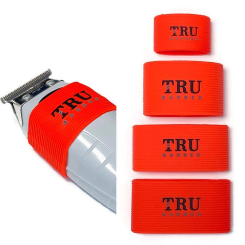 TRU BARBER Men Hand Powered Clipper Bands 4 Pcs Clipper Sleeve For Barbers, Clipper Sleeve For Barber Tools, Non Slip, Heat Resistant (Red)