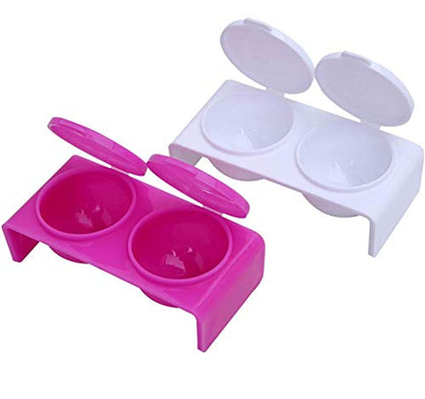 LASSUM 2PCS Double Cup Plastics Nail Art Cup Bowl Soaking Dish Dappen Dish with Lids for Mixing Acrylic Powder Liquid