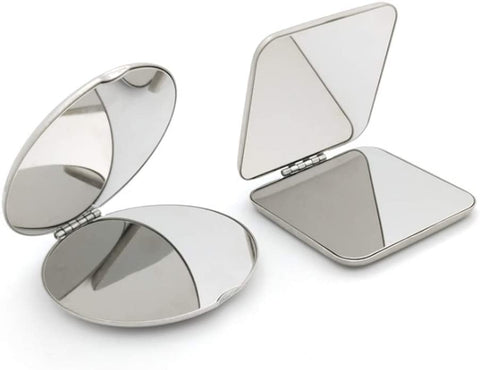 WOIWO 1PCS Stainless Steel Non-breakable Small Mirror Portable Double-Sided Cosmetic Mirror (Round)