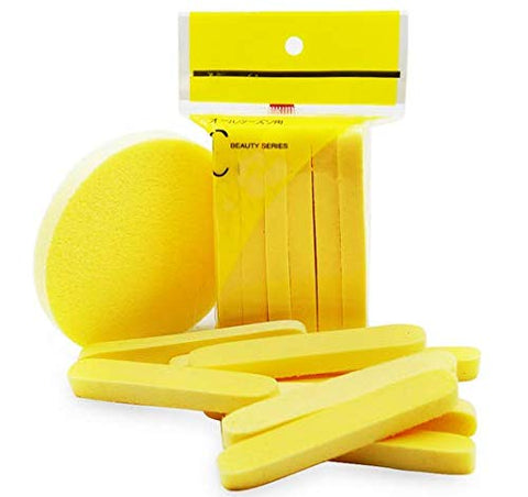 WOIWO 12 Pcs Compressed Facial Cleaning Wash Puff Sponge Stick, Yellow Round Compressed Sponges