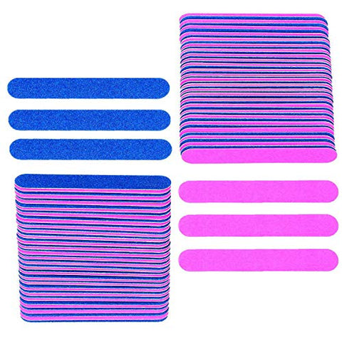 KISEER Small Nail Files Bulk, 100 Pcs Disposable Double Sided Emery Boards Travel Size for Men, Women, Kids (3.3 Inch)
