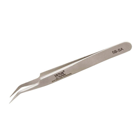 Vetus Tweezer Stainless Steel Non-magnetic Curved Pointed Tip Precision Eyelash Eyebrow Extensions Lashing Tool (5b-sa)