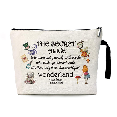 Wonderland Cosmetic Bag, The Best Friendship Gift for Friends, Vintage. Wonderland Theme Cosmetic Travel Bagï¼ŒMotivational Quoteï¼ŒGifts for Women Sister Friend
