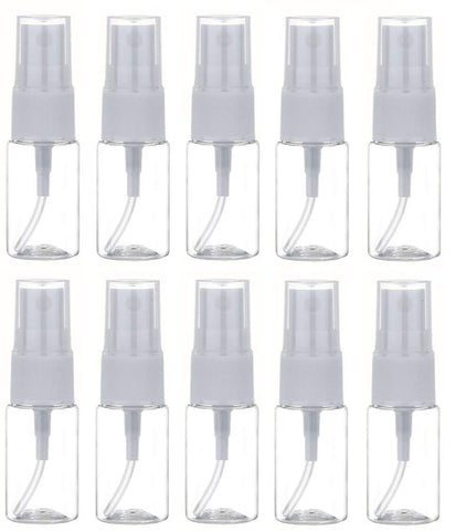LASSUM 10 Pack 10ml/0.35oz Fine Mist Spray Bottle Clear Plastic Mini Spray Bottle for Essential Oils Makeup and Perfume