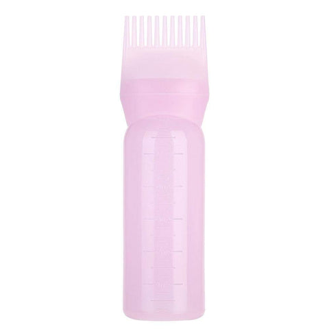 Root Comb Applicator Bottle, 160ml Hair Dye Bottle with Graduated Scale, Profssional Brush Applicator Comb Hairdressing Coloring Styling Tool (Pink)