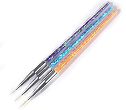 BNP 3Pcs/set Nail Art Line Brush Glitters Acrylic Ultra-thin Liner Drawing Painting Pen Flower Stripes Nail Art Manicure Tools