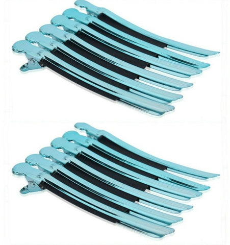 AKOAK 12 Pcs/Pack Professional Hairdressing Salon Hair Styling Stainless Steel Hairdressing Duck Bill Alligator Clips Fashion Styling ToolsBlue