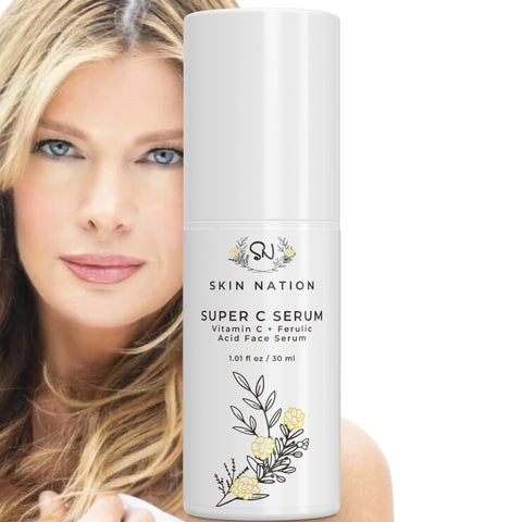 Super C Serum by Skin Nation | Vitamin C Face & Eye Serum for Anti Aging | Organic Natural Ingredients – includes Vitamin E and Aloe Vera
