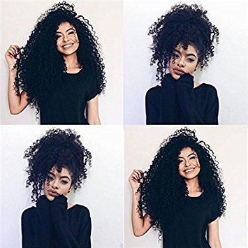 CHYL 3B 3C Afro Kinky Curly African American Clip in Human Hair Extensions Brazilian Virgin Hair Kinky Curly Clip Ins For Black Women (20 inches) : 20inch, Kinky Curly