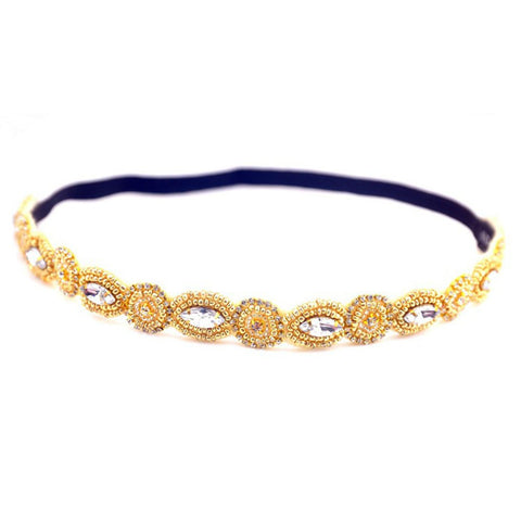 AKOAK Fashion Retro Style Handmade Crystal Rhinestone Beads Elastic Headband Hair Band Women Girls Hair Jewelry Accessories,#3