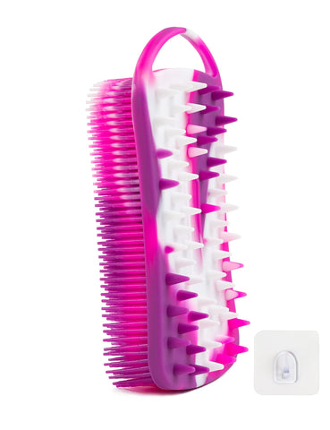 Silicone Exfoliating Body Scrubber Loofah Silicone Scalp Massager Shampoo Brush Soft Body Scrubbers For Use In Shower Lathers Well Easy To Clean 2 In 1 BSROLUNA (Camouflage Purple)