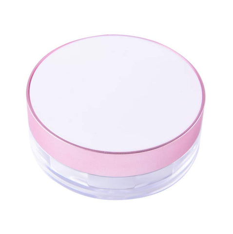 AKOAK Capacity 20 ml(0.67 oz) No Leaks Empty Reusable Plastic Loose Powder Compact Container DIY Makeup Powder Case with Sponge Powder Puff,Elasticated Net Sifter and Threaded Screw Lid (White)