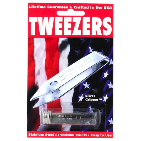 Sliver Gripper Uncle Billâ€™s 19074 Tweezers in a Recloseable Tube