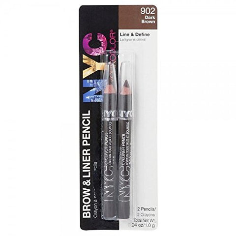 N.Y.C New York Color Brow and Liner Pencil 902 Dark Brown 2 Pencils 0.04 oz 1.0 g