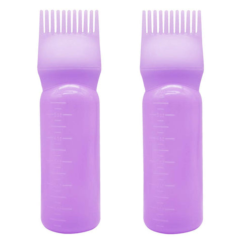 2 Pieces Root Comb Applicator Bottle Hair Coloring Dye Bottle Scalp Treament Essential Salon Hair Cleansing Bottle With Graduated Scale, Purple
