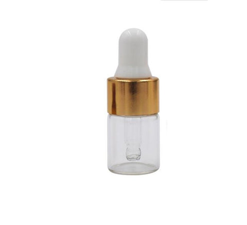 gold cap : 2ml(5/8 Dram) Small Mini 15 Pcs Clear Glass Dropper Bottles Essential Oil Vials Travel Refillable DIY Cosmetic Sample Container Liquid Perfume Eye Droppers Bottle (gold cap)