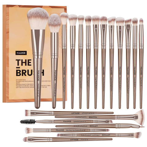 MAANGE Makeup Brushes 20Pcs Makeup Brush Set Premium Synthetic Foundation Face Powder Blush Concealers Make Up Brushes Sets with Gift Box?Champagne)