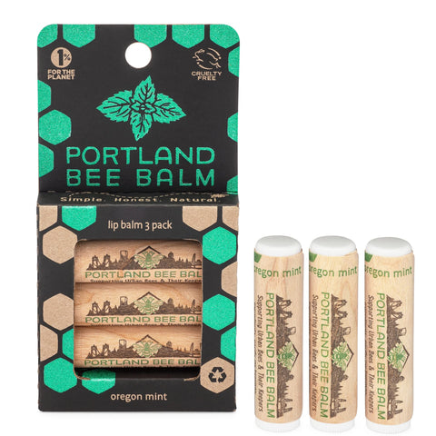 Pack of 3 , Oregon Mint : Portland Bee Balm, Beeswax Based Lip Balm - Oregon Mint, Pack of 3