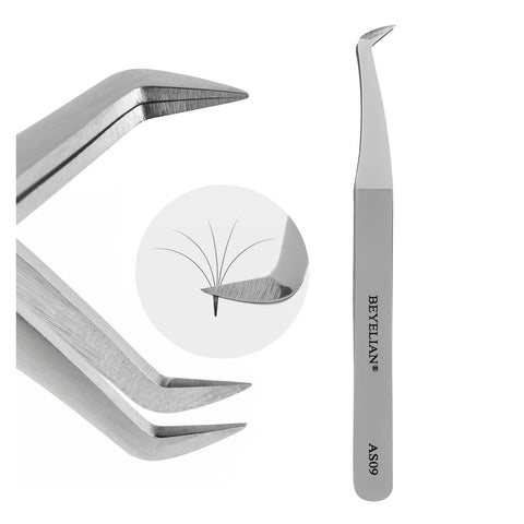 BEYELIAN Curved Eyelash Extension Tweezers for 3D-6D Volume Lash Application (#AS09)