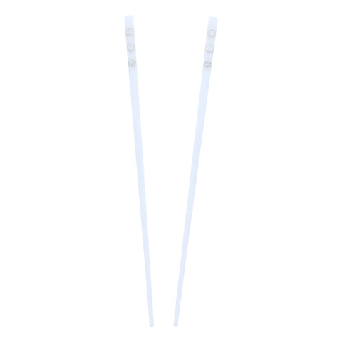 Set of 2 Hair Sticks with 3 Diamonds Chopsticks - White
