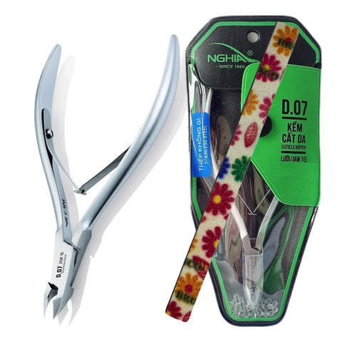 Nghia Professional Stainless Steel Cuticle Nipper C-07 ( D-07) Jaw 16 Osimihome Cuticle Cutter Trimmer Manicure Tools with Double Springâ€“ Perfect Nail Care Tool at Home Spa Saloon