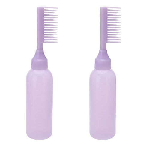 2 Pieces Comb Applicator Bottle Hair Dyeing Bottle Root Comb Applicator Bottle Hair Coloring Bottle Scalp Treament Essential Salon Hair Cleansing Bottle With Scale, Purple