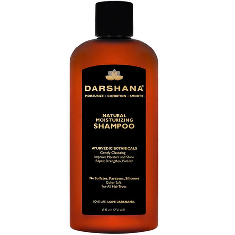 Darshana Natural Moisturizing Shampoo with Ayurvedic Botanicals - Color Safe, No Sulfates, Silicones, Parabens - Improve Moisture and Shine, pH Balanced (8 fl oz.)