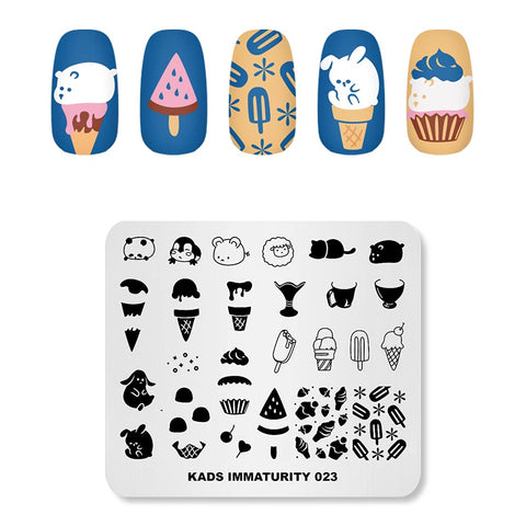 KADS Nail Art Stamp Template of Immaturity Cute Design Image Plate Stamping Plate for Nail Art DIY Tool for Manicure Ice Cream (IM023)