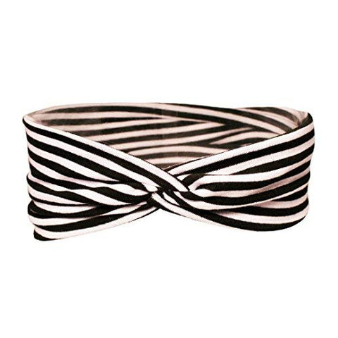 Mia Super Soft Fashionable Headband, Headwrap with a Twist, Black and White Striped, Hair Accessory for Women and Girls 1pc