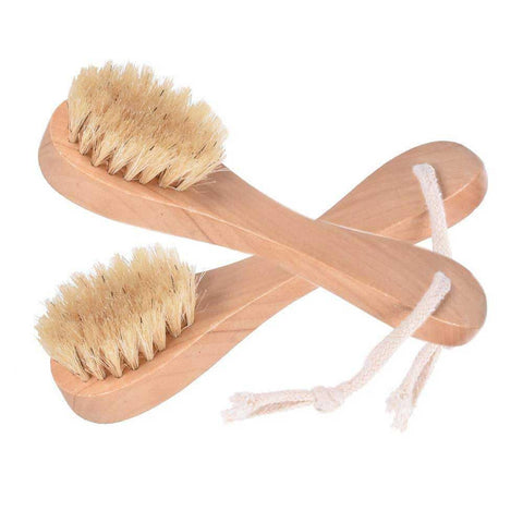 4 Pcs Facial Cleansing Brush Wooden Handle Face Exfoliator Brush Skin Cleaning Scrubber Manual Facial Brush for Face Exfoliating and Massaging