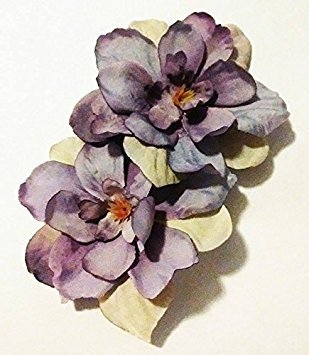 Lavender Light Purple Delphinium Flower Hair Clips PAIR