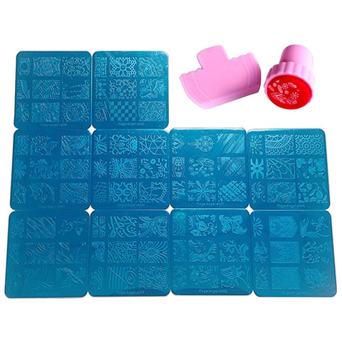 FingerAngel Nail Plates + Stamper + Scraper Nail Art Stamp Stamping Plates Manicure Template